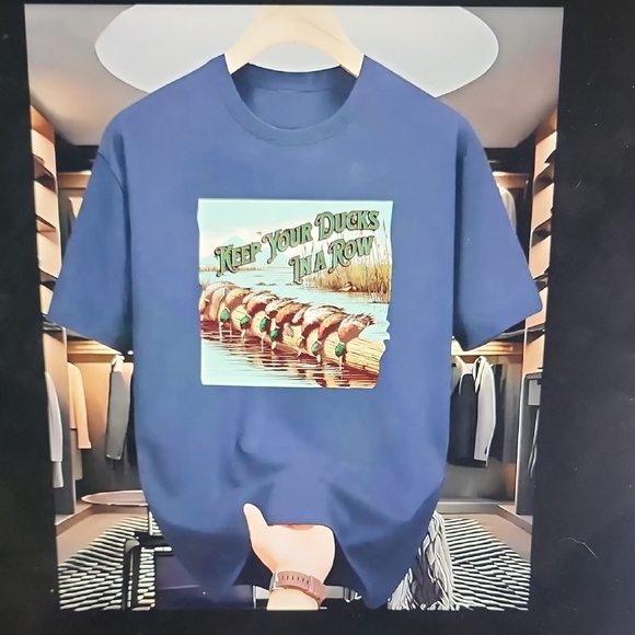 Graphic Short Sleeve T-Shirt with Duck Design - Picture 5 of 7